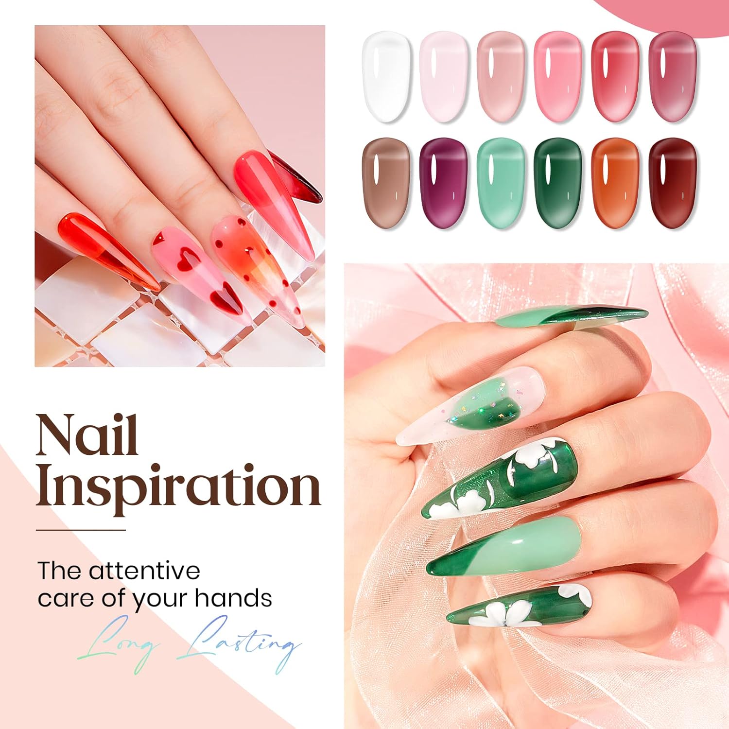 MIZHSE 12 Color Jelly Gel Nail Polish Set 7ml Clear Translucent Soak Off Varnish - Image 2