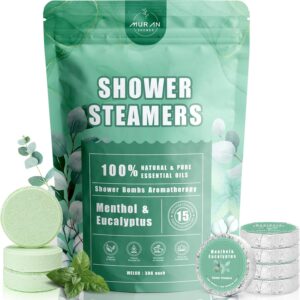 Shower Steamers Aromatherapy 15-Pack Shower Bombs Gifts for Wife, Organic Menthol & Eucalyptus for Shower Natural Essential Oil, Birthday Day Gifts for Wife Her Him Women Men Bath Stress Relief