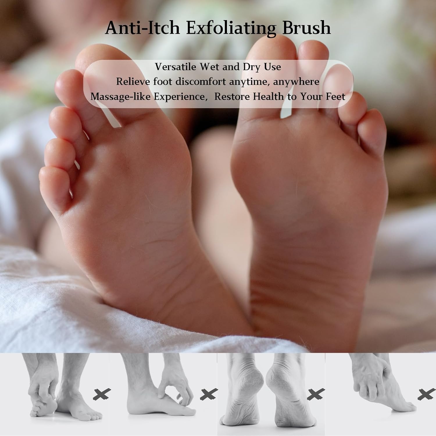 Toe Cleaning Brush with 15.7" Long Handle,Foot Scrubber in Shower,No Bending, Ideal for Seniors, Expecting Mothers, Men & Women | Foot Scrubber & Anti-Itch Exfoliating Brush (2 Pack) (Grey) - Image 4