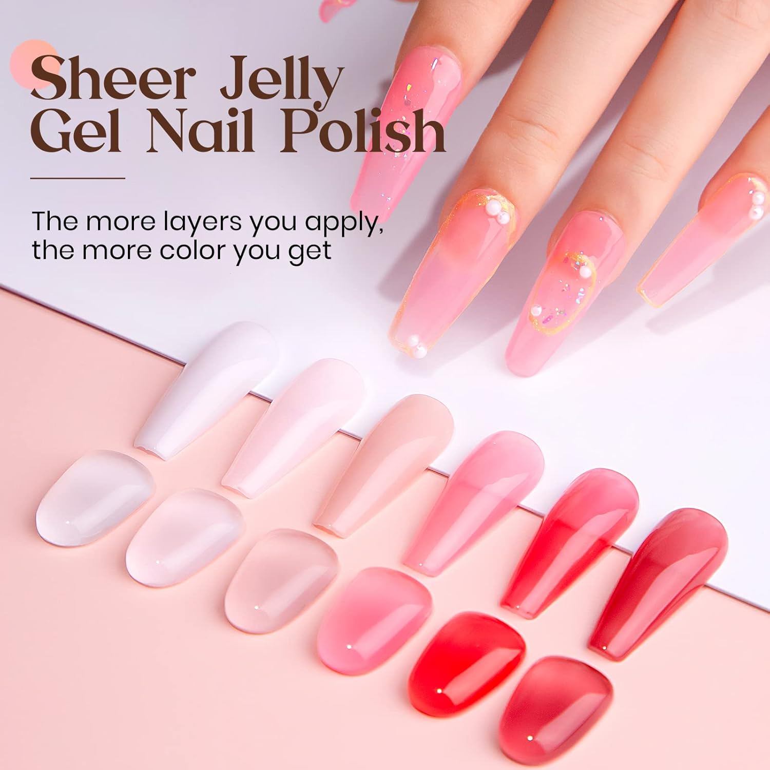 MIZHSE 12 Color Jelly Gel Nail Polish Set 7ml Clear Translucent Soak Off Varnish - Image 3