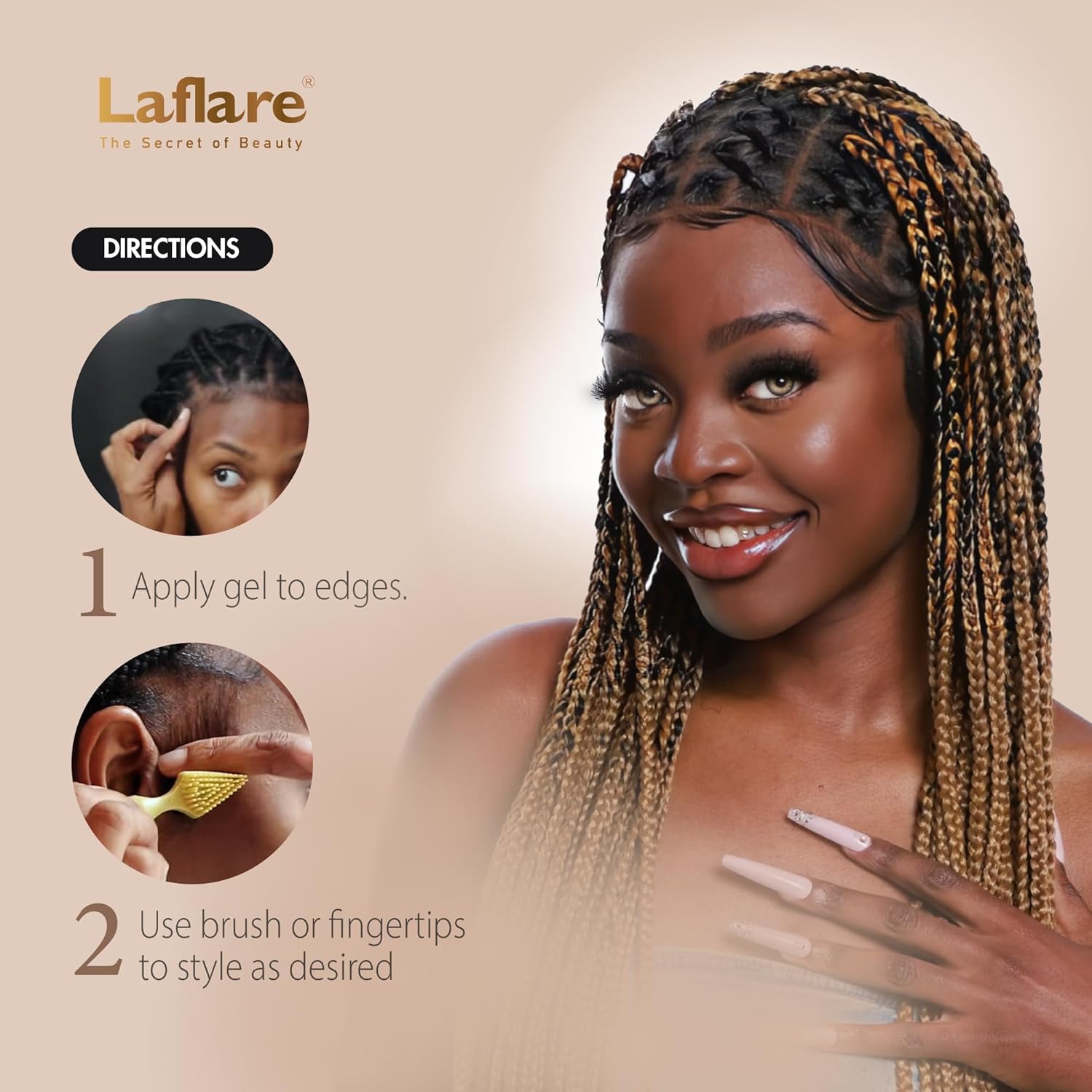Laflare Edge Control for Black Hair, Natural Hair and Curly Hair. Eco Styling Gel Travel Size 25ml, Edge Wax for Man & Woman(Peach) - Image 6