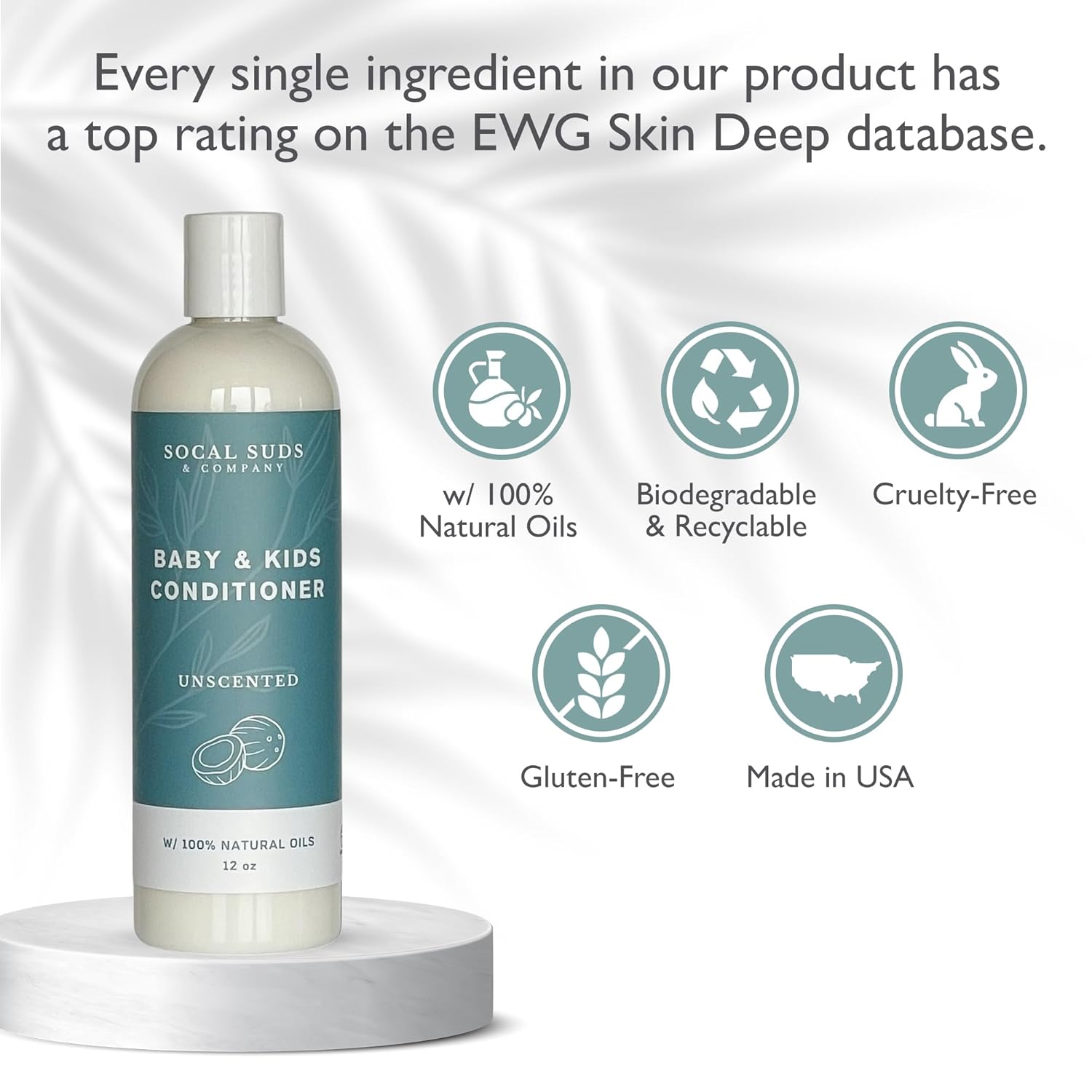 SoCal Suds & Company Organic Baby & Kids Conditioner 12oz Gentle Moisture for Sensitive Scalp - Image 2