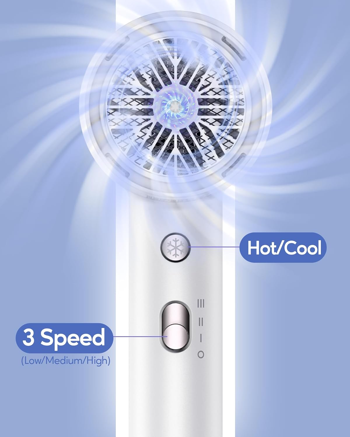 Wavytalk 1875W Ionic Lightweight Professional Hair Dryer White with Diffuser and Concentrator Attachment - Image 5