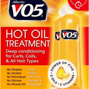 Alberto VO5 Moisturizing Hot Oil Treatment - Hot Oil Hair Treatment - Rehydrates and Protects Dry, Damaged Hair - with 5 Oils and 5 Vitamins - 0.5 oz