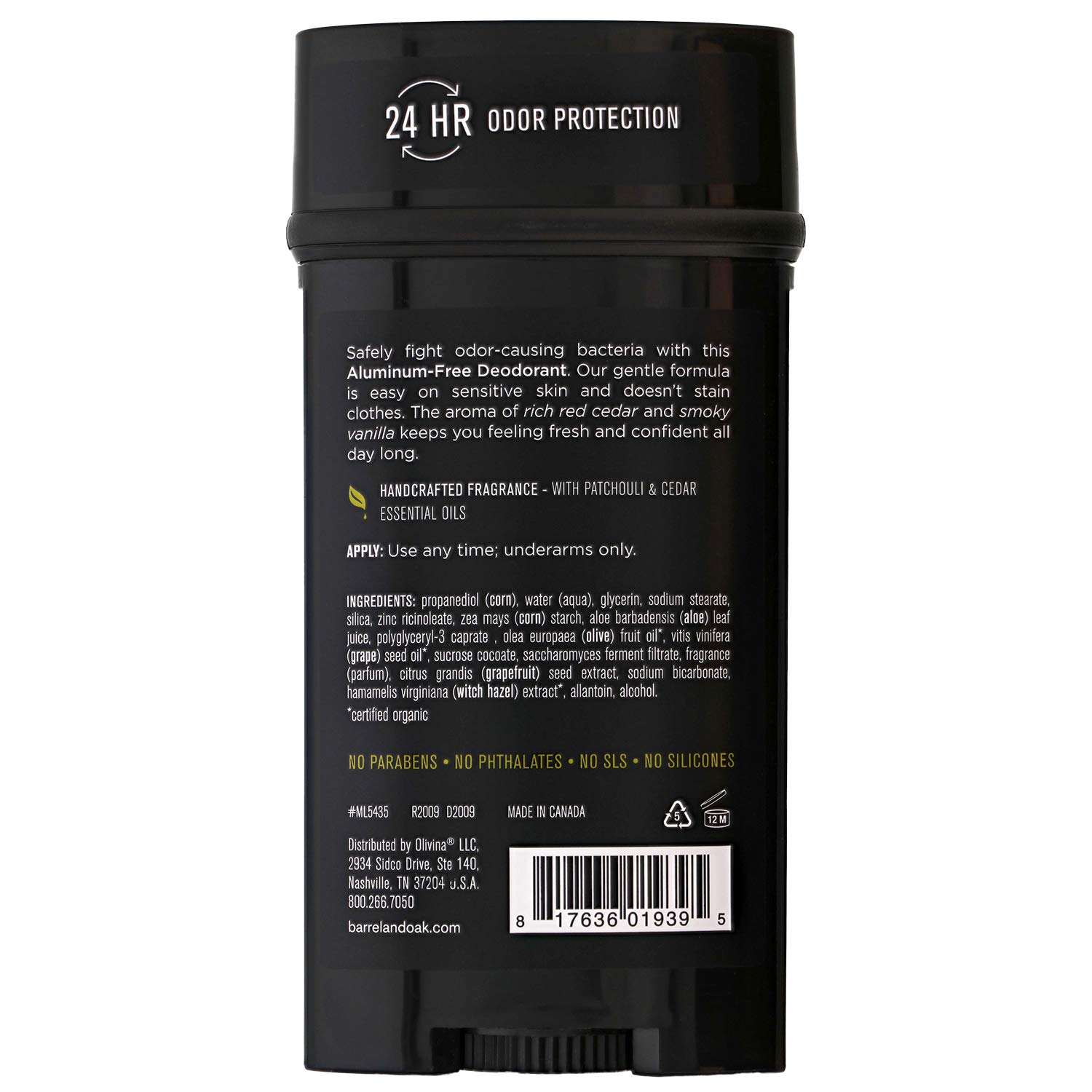 Barrel and Oak - Aluminum-Free Deodorant, Deodorant for Men, Essential Oil-Based Scent, 24-Hour Odor Protection, Cedarwood & Bourbon Aroma, Gentle on Sensitive Skin, Vegan (Bourbon Cedar, 2.7 oz) - Image 2