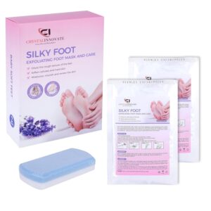 Foot Exfoliator Booties for Baby Soft Feet. Callus And Dead Skin Remover for Feet. With 2 Masks and a Glass Pumice Pedicure SPA Tool.