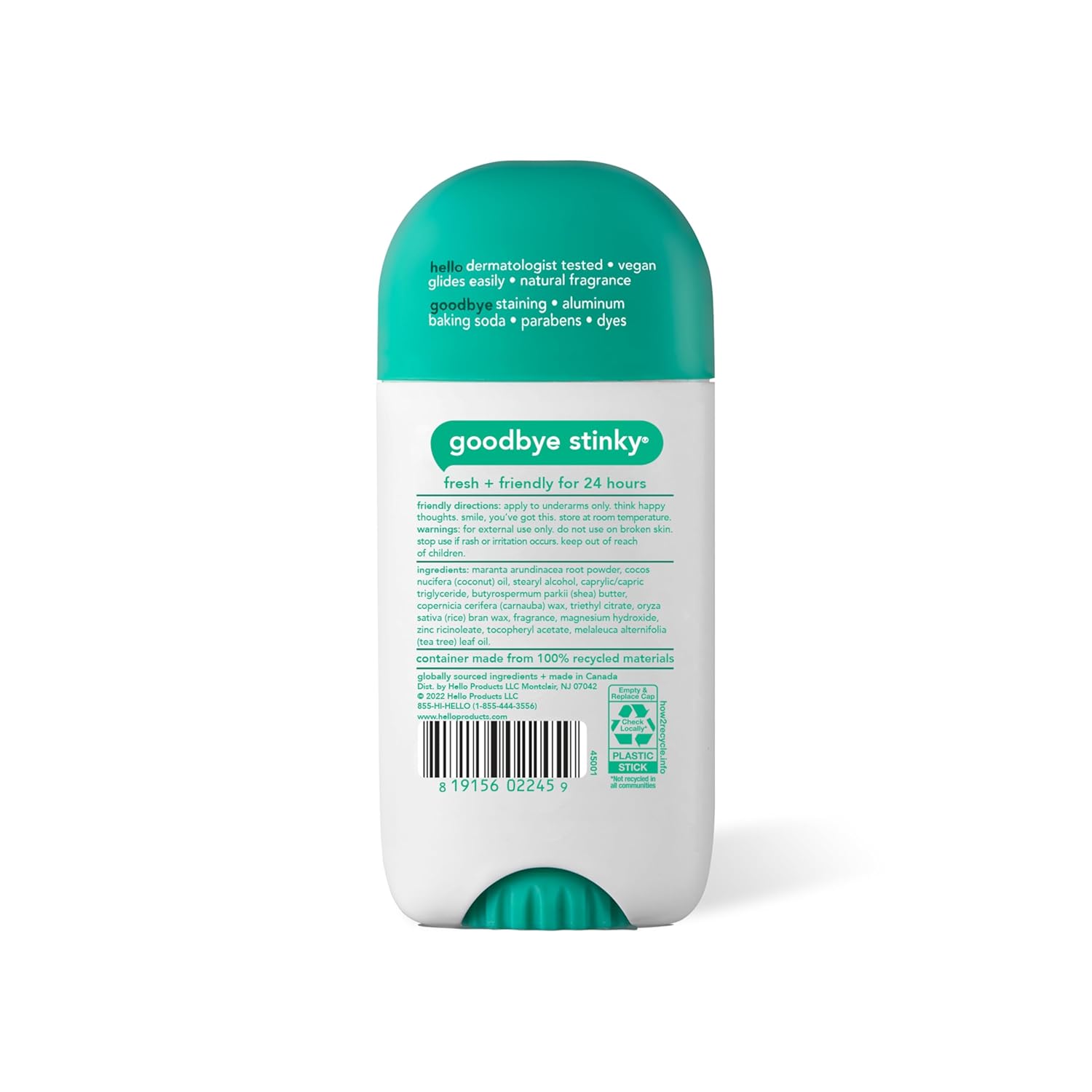 hello White Sage + Eucalyptus Deodorant With Shea Butter for Women + Men, Aluminum Free, Baking Soda Free, Parabens Free, 24 Hour Odor Protection, 2.6 Ounce, 2 Pack - Image 7