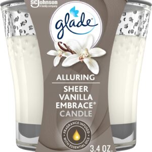 Glade Candle Jar, Air Freshener, Sheer Vanilla Embrace, 3.4 Oz