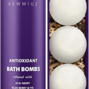 Natural Bath Bombs Skin Nourishing Detox Moisturize Antioxidant Acai Blueberry Luxury Fizzing Spa Bubble Bath Gift Set for Sensitive Skin Stress Relief Relaxation Gift Birthday Christmas