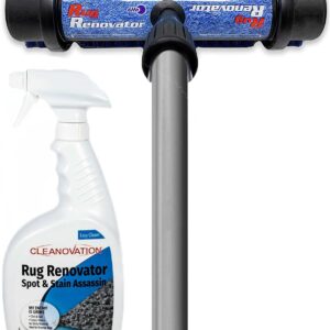 Rug Renovator Floor Scrub Brush with Long Handle, Scrape Brush Stiff Bristle Scrubber, Cleaning for carpet pet stains and odors, 32 Fl oz Carpet Shampoo