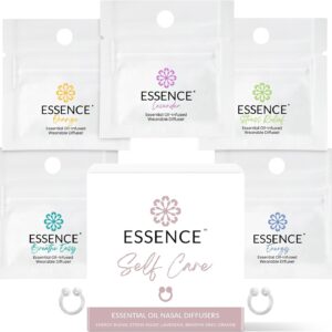 Essence Nasal Diffuser Self Care Bundle – Essential Oil Silicone Nose Rings for Stress, Energy & Mental Clarity – Wearable Aromatherapy Pack for Wellness & Mood Balance