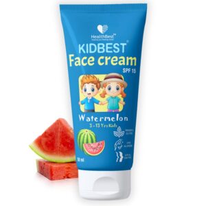 Kidbest Face Cream for Kids, SPF 15, Safe for Sensitive Skin & Unscetened, Tear, Paraben, SLS free, Watermelon Flavor, 50ml