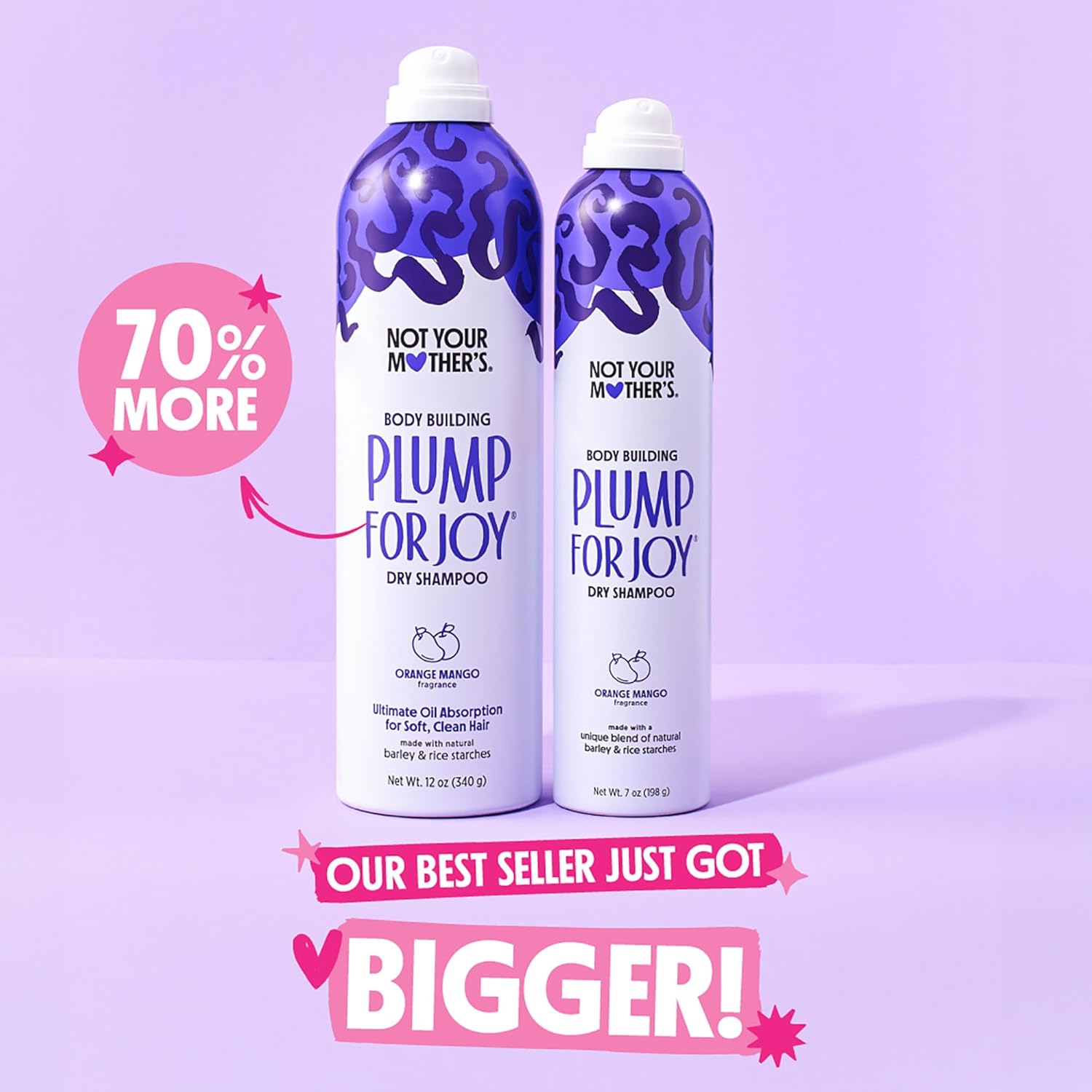 Not Your Mother's Plump for Joy Jumbo Dry Shampoo (2-Pack) - 12 oz - Dry Shampoo for Ultimate Hair Oil Absorption - For All Hair Types - Image 2