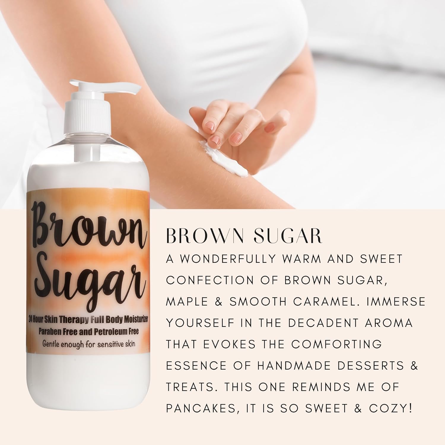 The Lotion Company 24 Hour Skin Therapy Lotion, Brown Sugar Gourmand Scent, Full Body Moisturizer with Aloe Vera, Paraben Free, Non-Greasy, Made in USA, 16 oz - Image 2