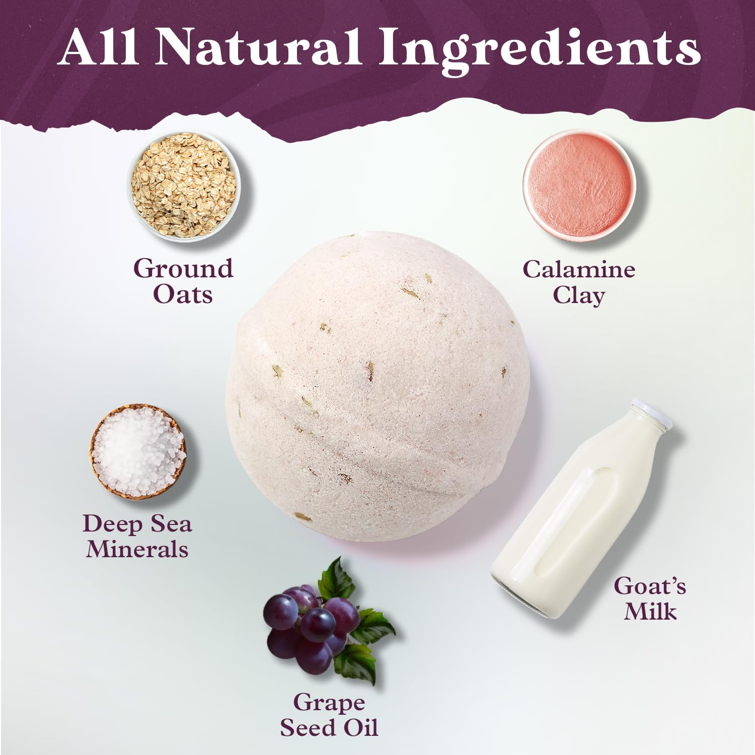 Purple Canyon Glowing Goat Natural Bath Bombs | Skin Moisturizing Goat Milk with Pink Calamine Clay for Sensitive Skin | Fragrance Free Handmade Bath Bombs for Skin Care - Image 4