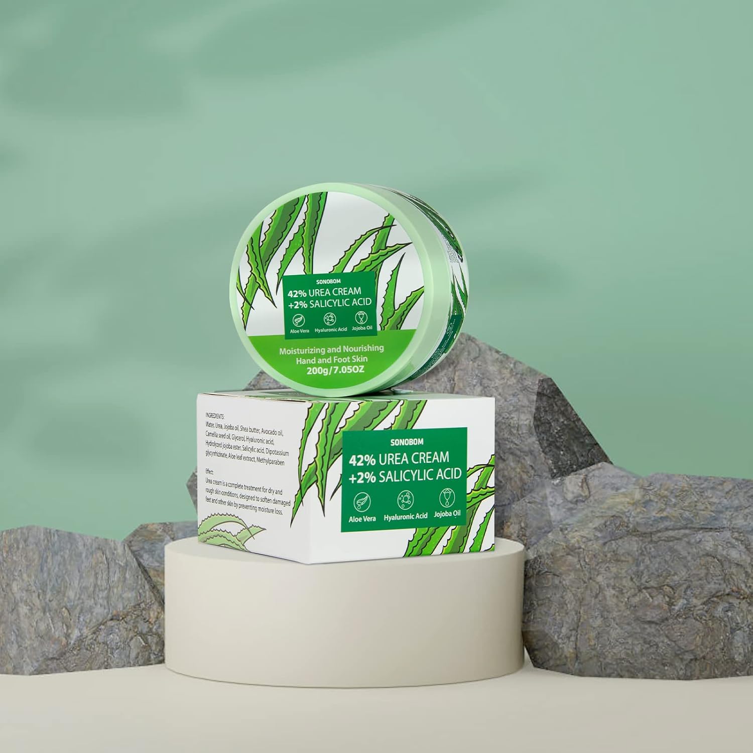 Urea Cream 42 Percent for Feet 7.0 Oz, 2% Salicylic Acid, Aloe Vera, Hyaluronic Acid , Deeply Moisturize Skin Cream For Dry Cracked Feet, Hands, Heels, Elbows, Nails, Knees, Intensive Moisturizes & - Image 7