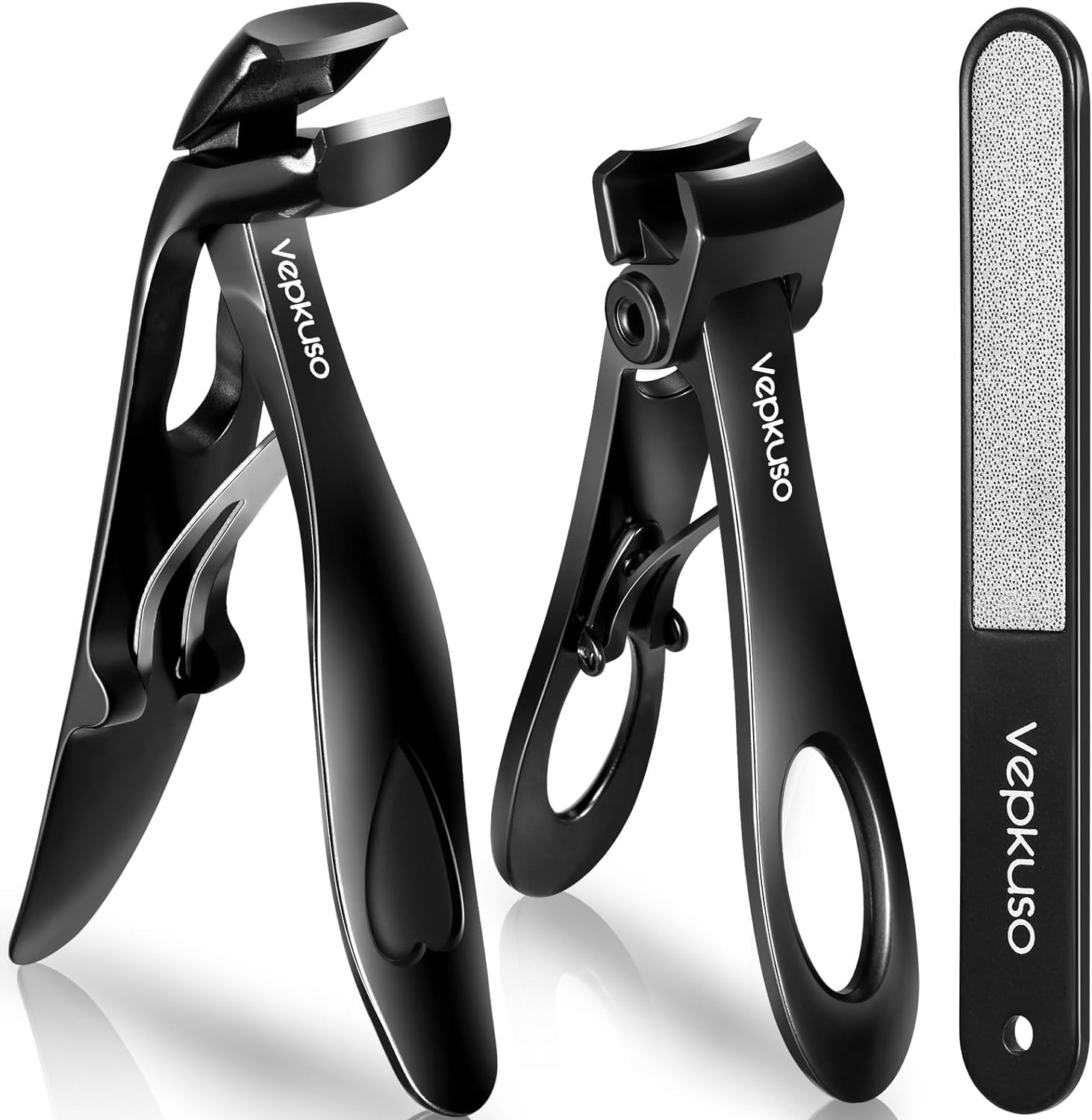 Nail Clippers for Seniors, Wide Jaw Fingernail Clippers and Angled Head Toenail Clippers for Thick Nail, Professional German Nail Clippers for Men, Women&Pregnant,Black