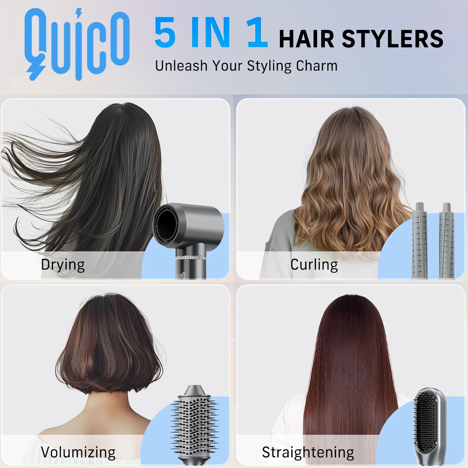 QUICO 5-in-1 Hair Dryer Brush for Women, 110,000 RPM Motor, Ionic Technology - Image 2