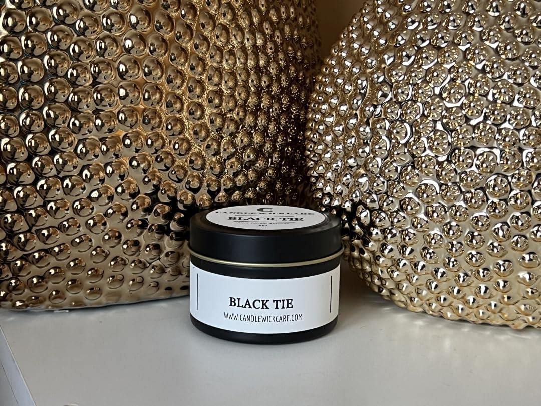 Black Tie 4oz Aromatherapy Candle Non-Toxic Coconut Soy Wax Blend in Glass Jar - Image 3