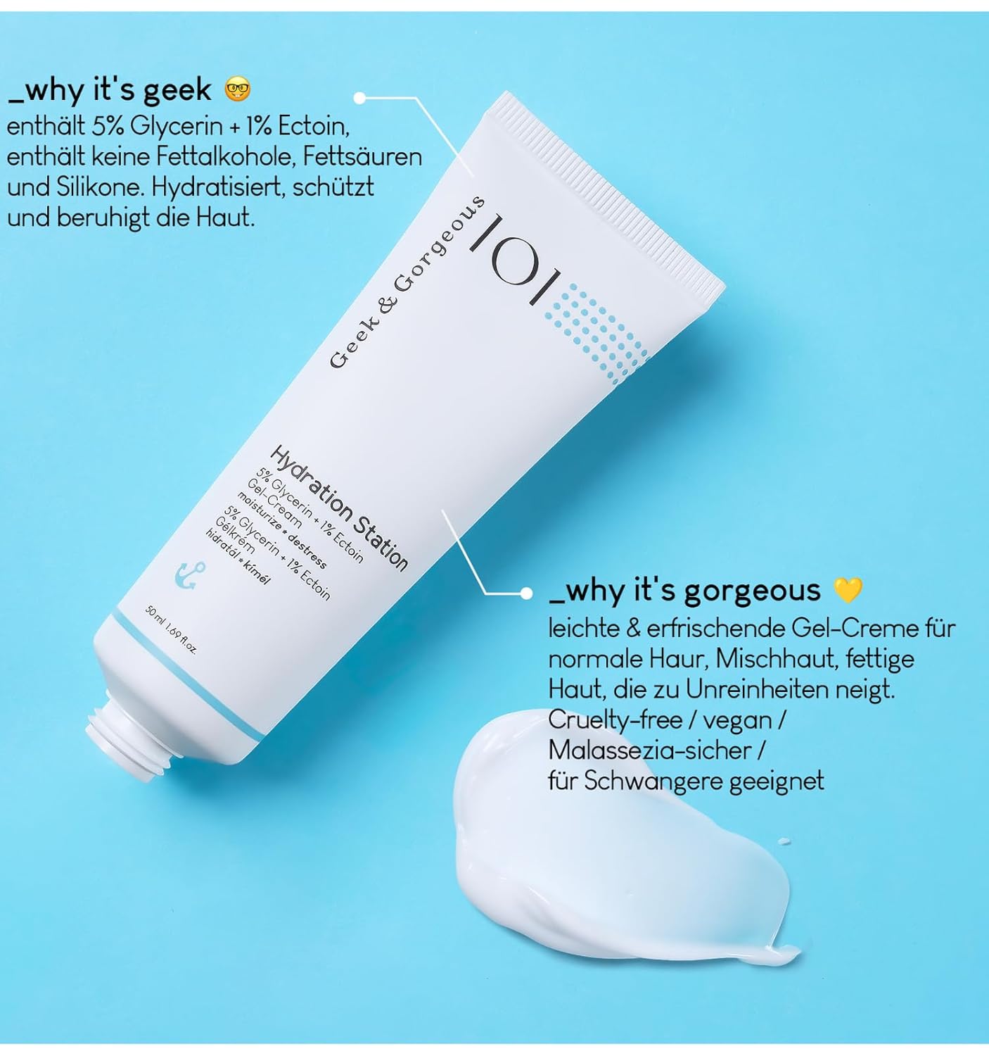 Geek & Gorgeous – Hydration Station – Lightweight Refreshing Gel Cream with Glycerin & Ectoin – For Healthy, Plump-Looking Skin – Suitable for All Skin Types – 1.69 oz - Image 5