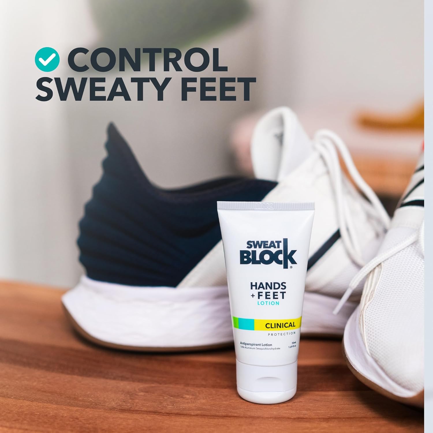 SweatBlock Antiperspirant Lotion for Hands & Feet - CLINICAL STRENGTH for Men & Women - Hyperhidrosis Aid to Stop Excessive Sweating - Reduces Foot Odor - Moisturizing w/ Aloe - Travel Size 1.69 fl oz - Image 3