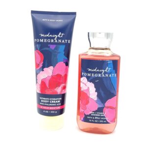 Bath & Body Work Midnight Pomegranate Gift Set, Body Cream 8 oz and Shower Gel 10 fl oz