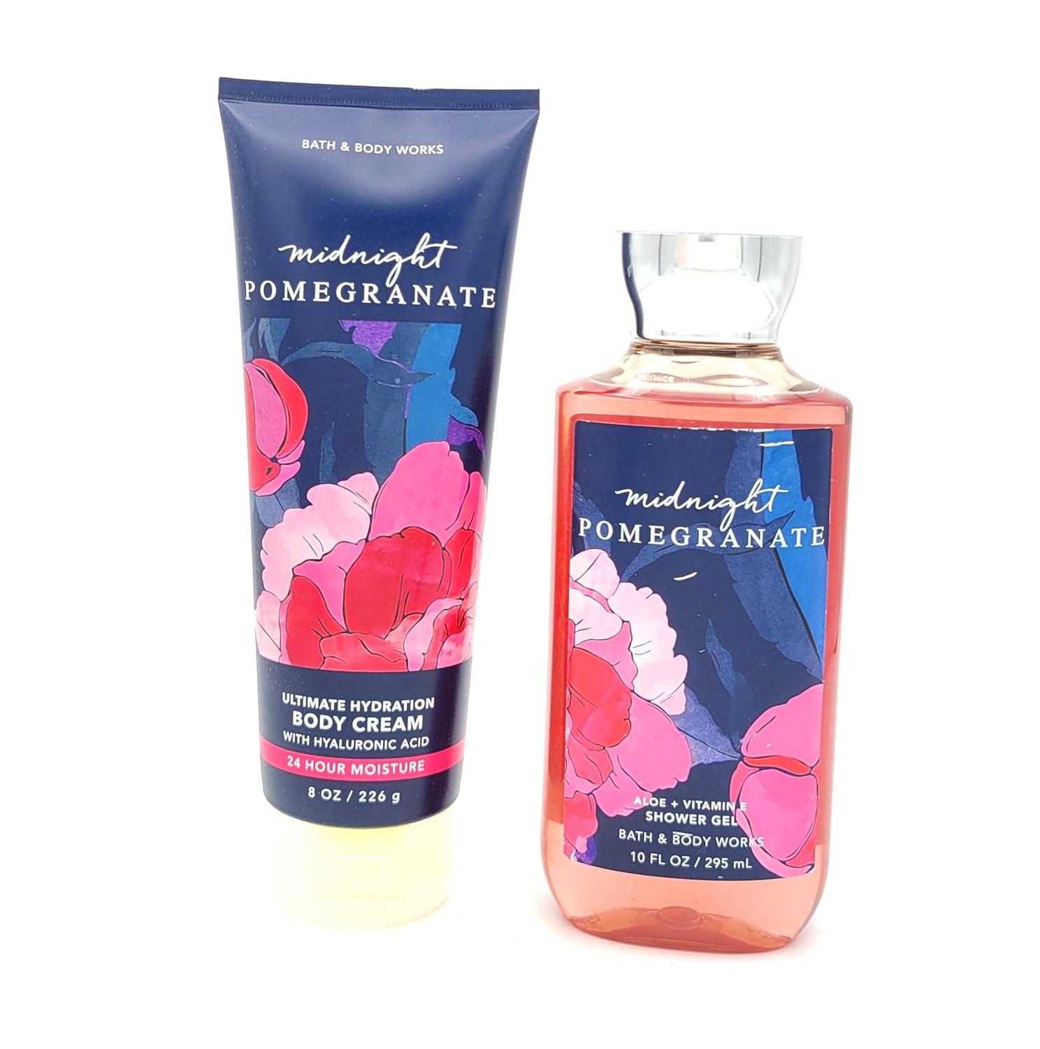 Bath & Body Work Midnight Pomegranate Gift Set, Body Cream 8 oz and Shower Gel 10 fl oz