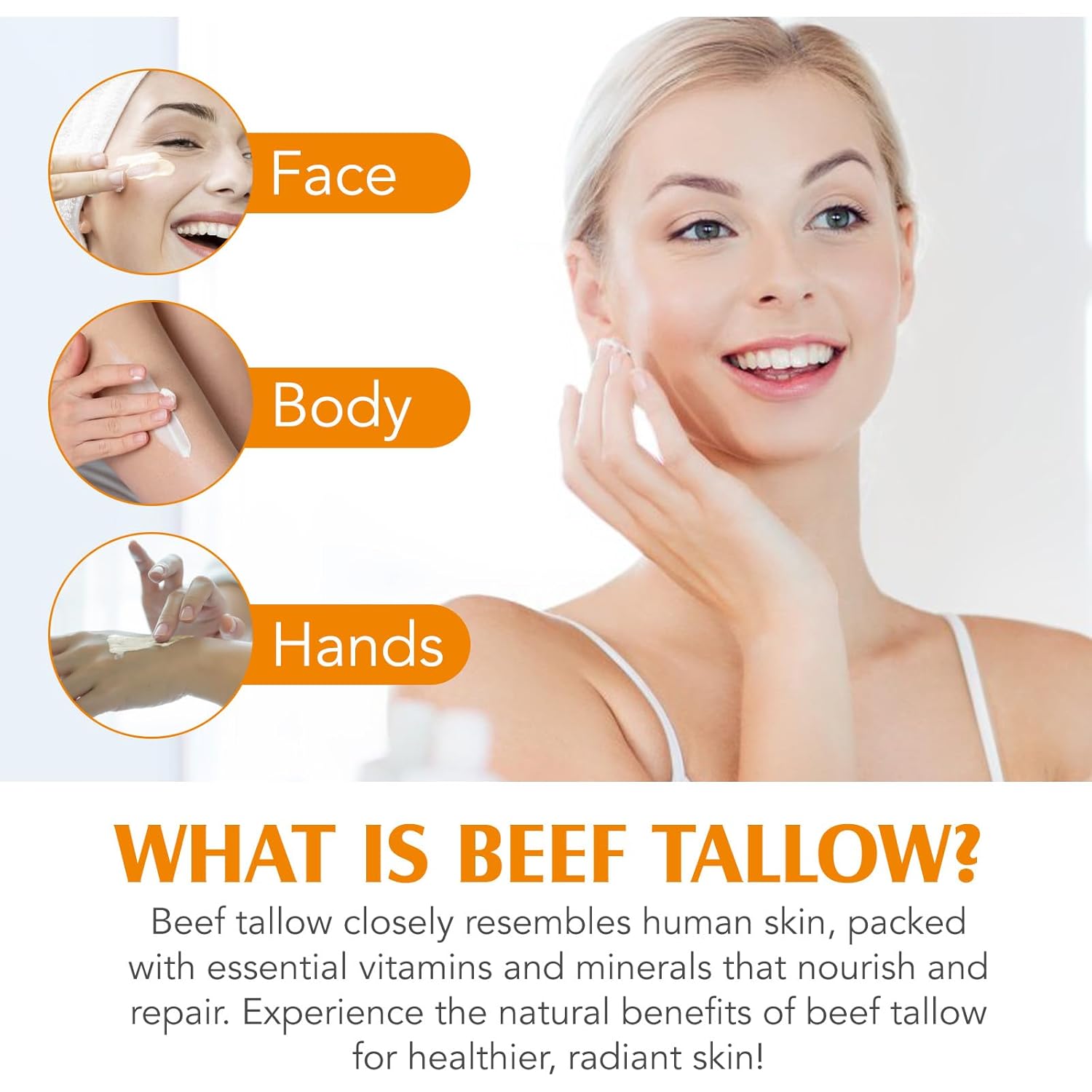 Beef Tallow for Skin, Tallow and Honey Cream Natural Tallow Face Moisturizer, Hydrating Beef Tallow Balm Deeply Moisturizing for Face & Body Skin Care - Image 6