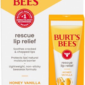 Burt's Bees Rescue Lip Relief, Honey Vanilla, Hydrating Lip Balm for Dry Cracked Lips, with Responsbily Sourced Beeswax and Shea Butter, 100% Natural Origin, 1 Squeezy Tube, 0.35oz