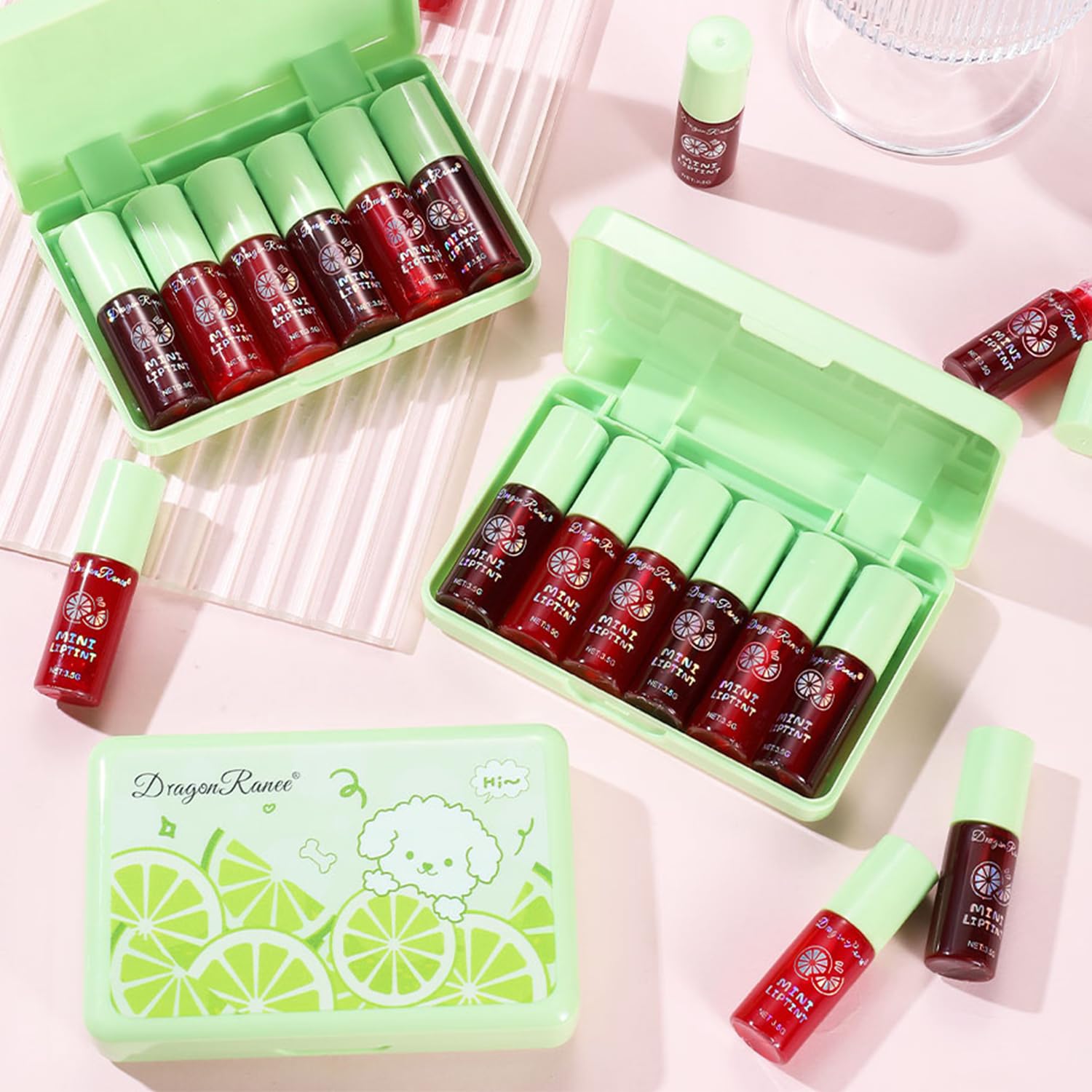 6 Colors lemon Lip Tint Stain Set, Korean Velvet Lip Stain Lip Gloss Lip Tint Stain Mini Liquid Lipstick, Long lasting Waterproof Non-Stick Cup Multi-Use Lip and Cheek Tint, High Pigment, Vivid Color - Image 6