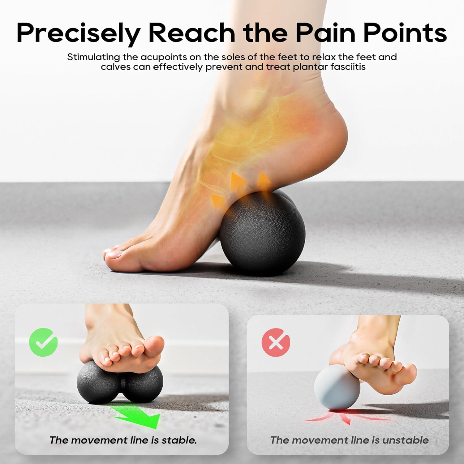 Hard Peanut Massage Ball - Dual Lacrosse Ball for Myofascial Release,Yoga & Deep Tissue Massage,Plantar Fasciitis and Acupoint Pressure Relief - Muscle Relaxer - Image 5
