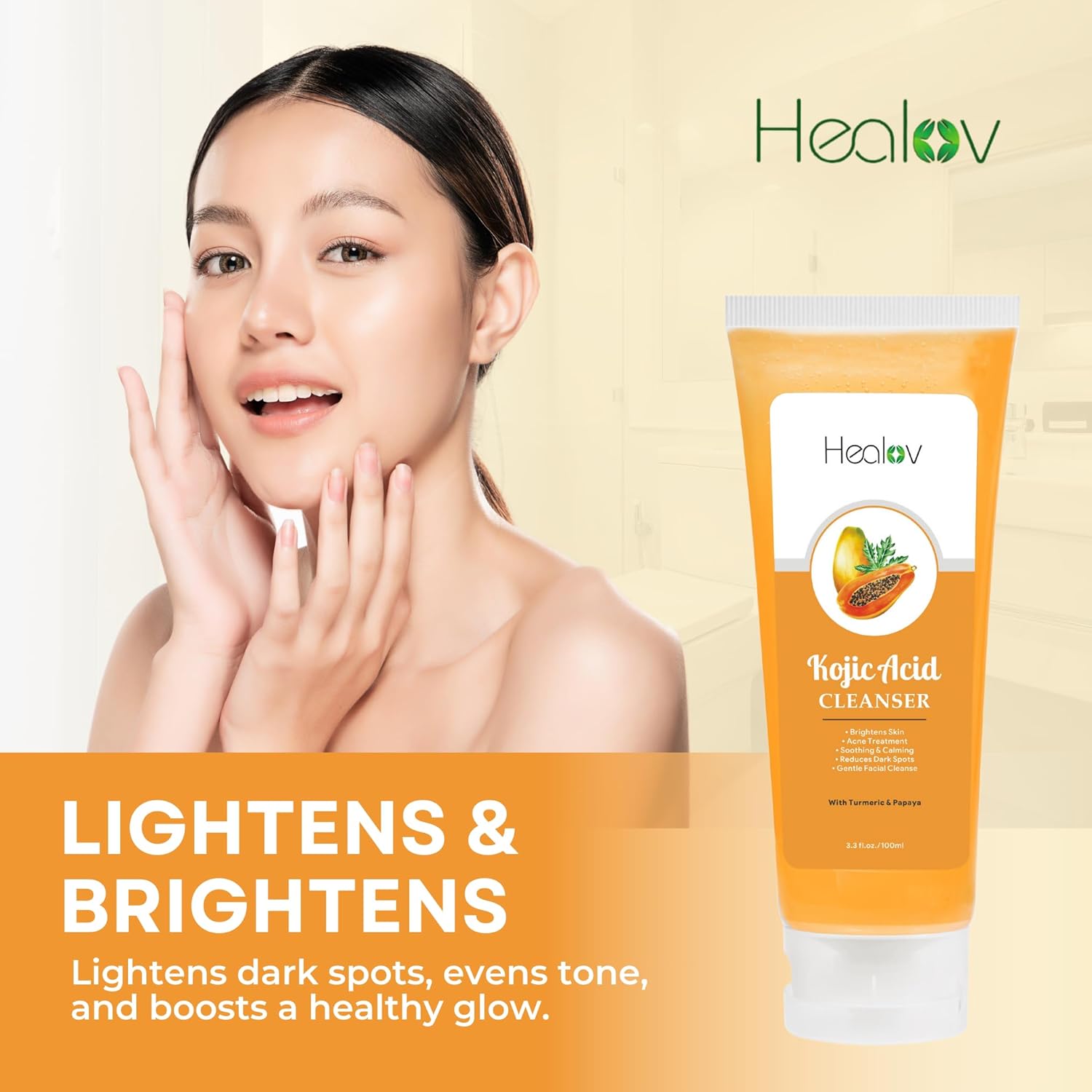 Kojic Acid Soap – Skin Brightening Kojic Papaya Face & Body Wash for Hyperpigmentation – Dark Spot Soap Reduces Acne, Scars, and Enhances Skin Tone – Turmeric Facial Cleanser for Brighter Glowing Skin - Image 2