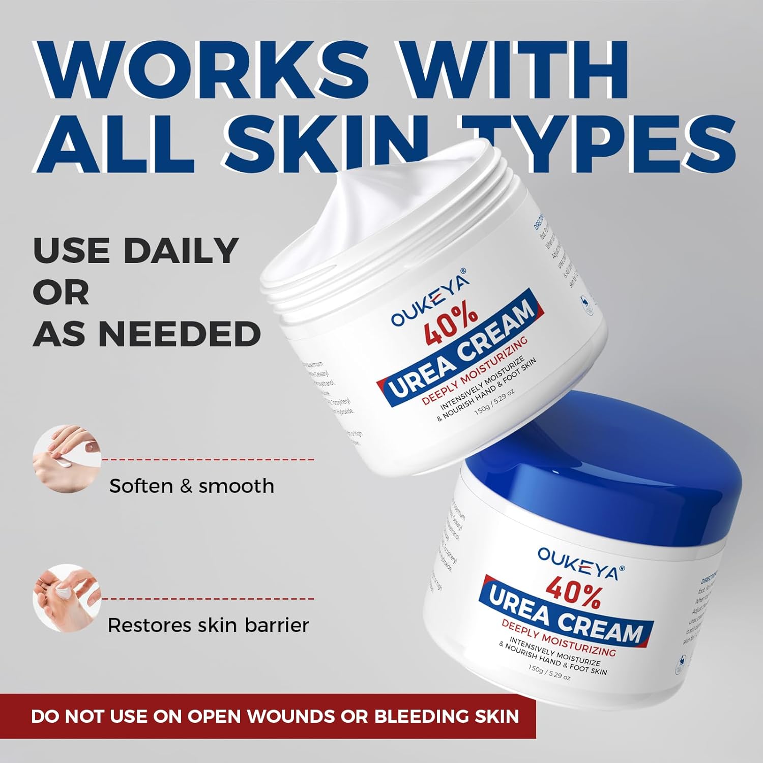 OUKEYA 40% Urea Cream 5.29 oz for Dry Cracked Feet and Hands Moisturizing Repair - Image 7