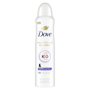 DOVE WOMENS DEO Advanced Care Invisible Dry Spray Antiperspirant Deodorant No White Marks on 100 Colors Sheer Fresh 48-Hour Sweat and Odor Protecting Deodorant for Women 3.8 oz, (Pack of 1)
