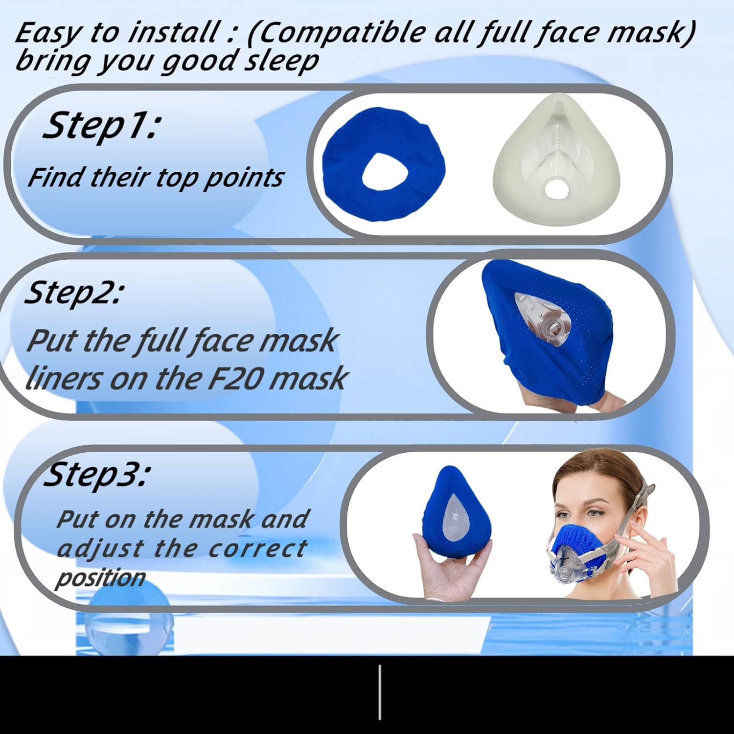 4 Pack CPAP' Mask Liners, Covers for Seal Mask Cushion Comfort Silky CPAP' Mask Covers One Size Fit All Full Face Masks,Improve The Comfort of Wearing The Mask (Blue) - Image 3