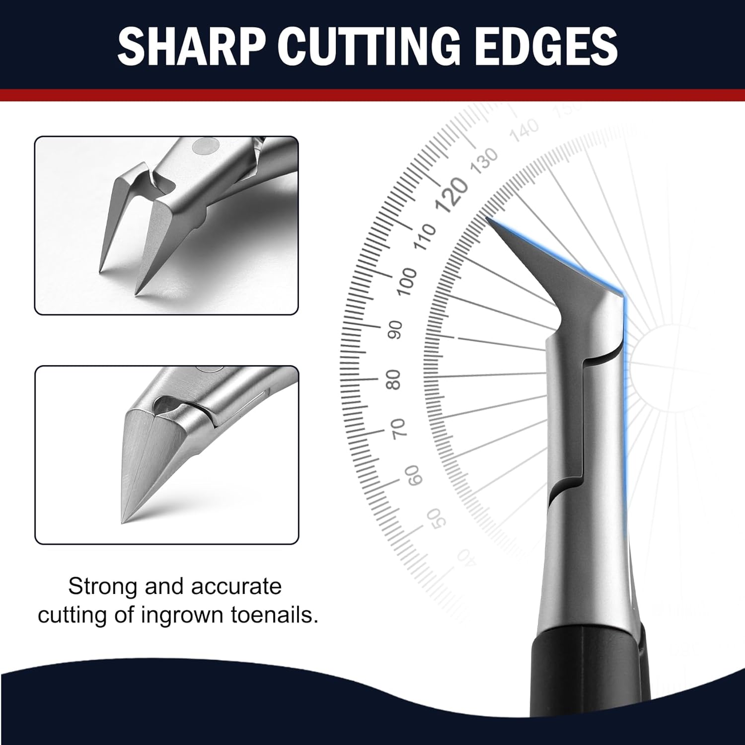 FVION Toenail Clippers for Ingrown Toenail, Straight Nail Clippers for Ingrown Toenails, Professional Ingrown Toenail Treatment for Adults, Seniors, Men and Women (Black) - Image 4