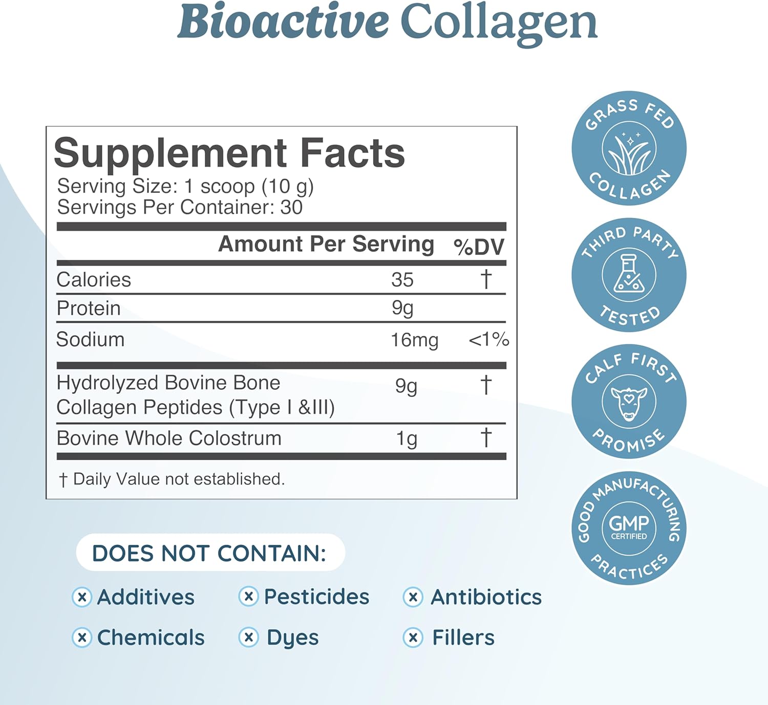 Bovine Colostrum Hydrolyzed Bone Collagen Peptides Powder for Hair, Skin, Nails, Joints 16 oz - Image 2