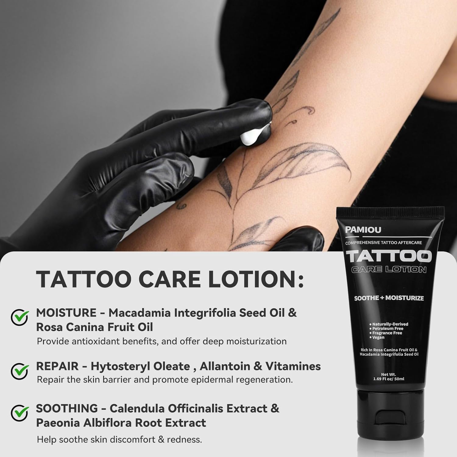 Tattoo Aftercare Kit For New Tattoos, Include Tattoo Balm, Tattoo Lotion, Tattoo Soap, Quick Healing, Soothing, Naturally-Derived, Petroleum-Free, Fragrance Free (3 Piece Set) - Image 4