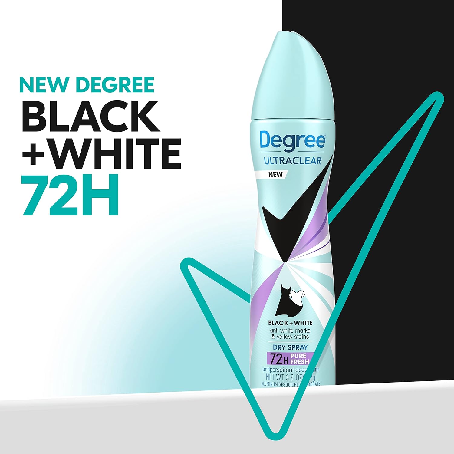 Degree Antiperspirant Dry Spray Pure Fresh 3 Count Anti White Marks and Yellow Stains Deodorant for Women 3.8 oz(Pack of 3) - Image 3