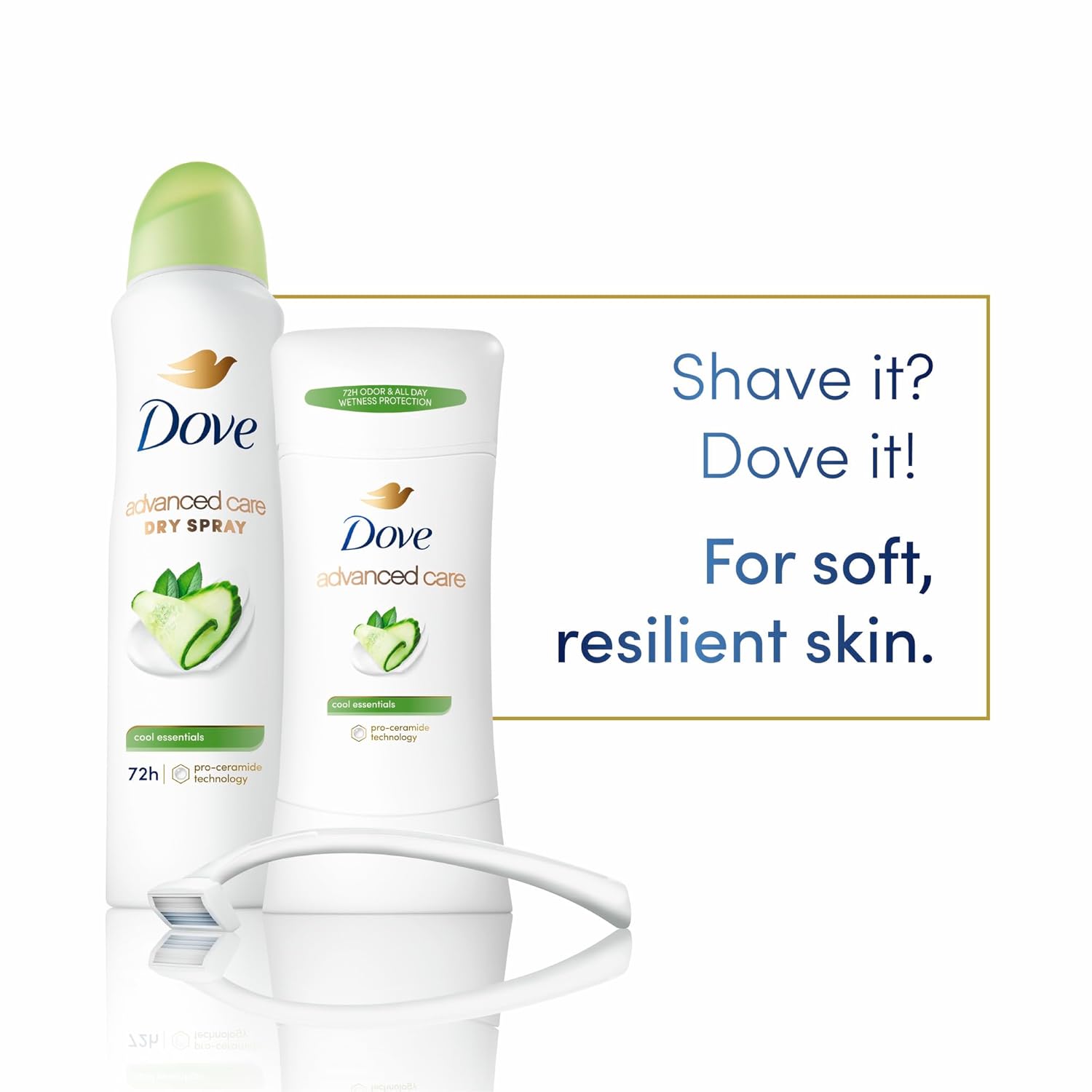 Dove Advanced Care Antiperspirant Deodorant Stick Cool Essentials 4 ct for helping your skin barrier repair after shaving 72 hour odor control and sweat protection with Pro Ceramide Technology 2.6 oz - Image 4