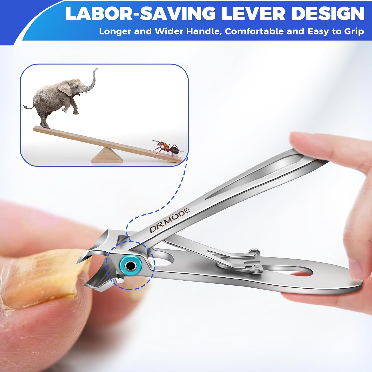 Toenail Clippers for Thick Toenails for Seniors, Slanted Nail Clippers for Men Thick Ingrown Nails with Wide Jaw Opening, Heavy Duty Curved Large Fingernail Ingrown Toenail Clippers - Image 5