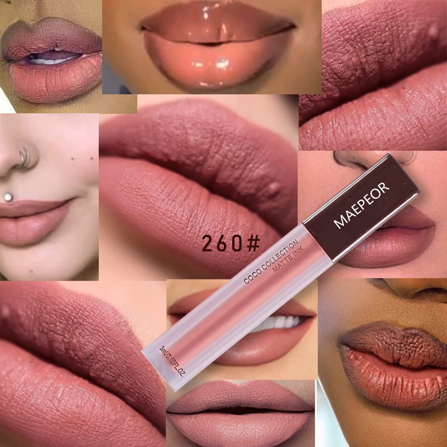 MAEPEOR Matte Liquid Lipstick Set 5 Colors High-pigmented Smooth Creamy Lipstick Long-lasting Non-Stick Cup Not Fade Lip Combo Set for All Skin - Image 3