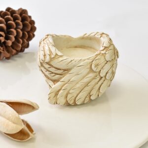Angel Wings Tealight Candle Holder, Resin Vintage Heart Angel Candle Holders Statuefor Moms Birthday Gift, Mothers Day, Christmas Unique Daughters Gifts