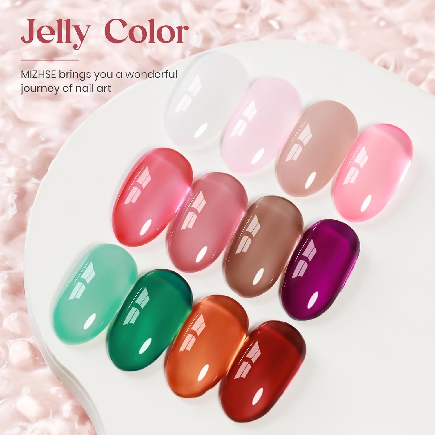 MIZHSE 12 Color Jelly Gel Nail Polish Set 7ml Clear Translucent Soak Off Varnish - Image 5
