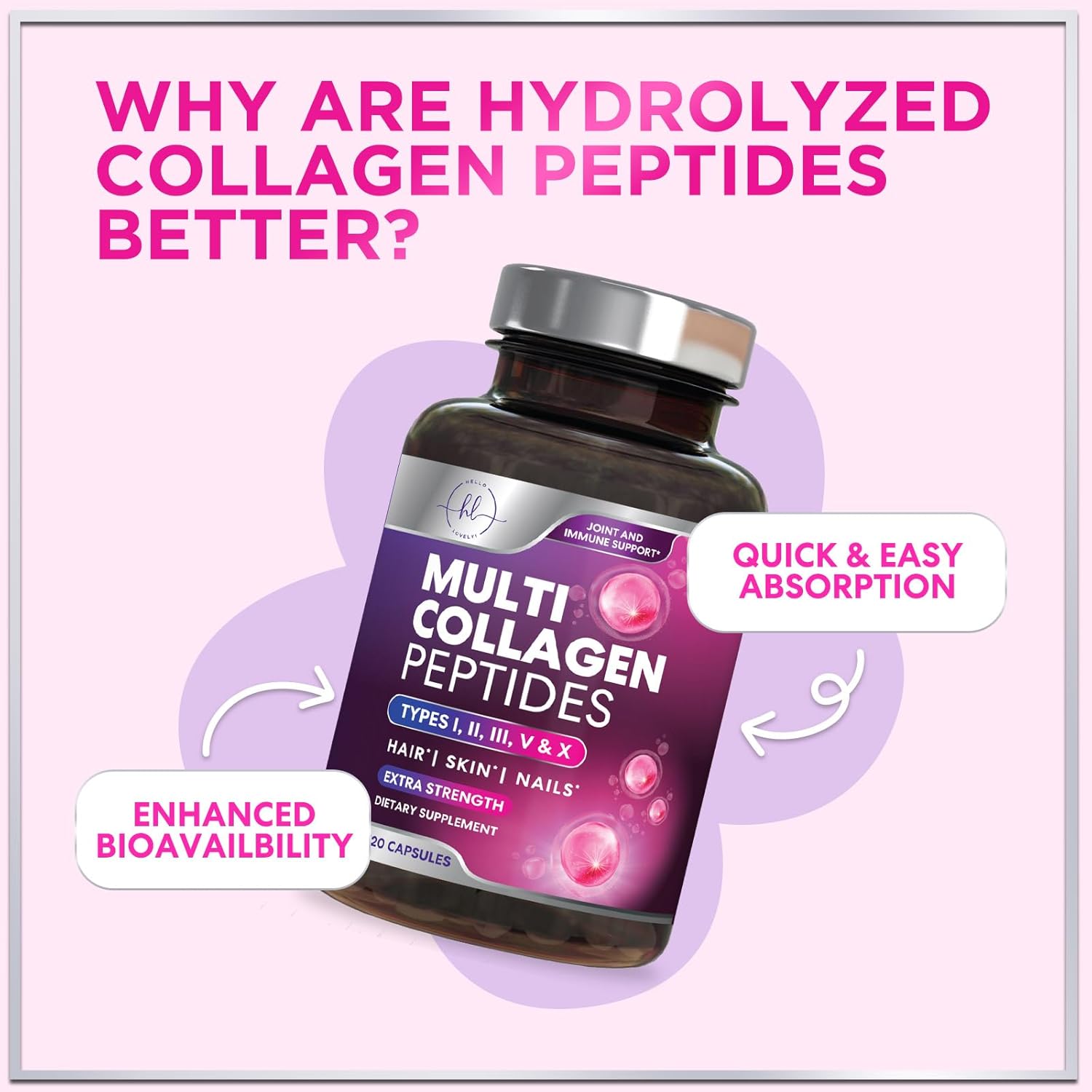 5 Types Hydrolyzed Collagen Complex for Hair Skin Nails Joints - 120 Capsules - Image 8