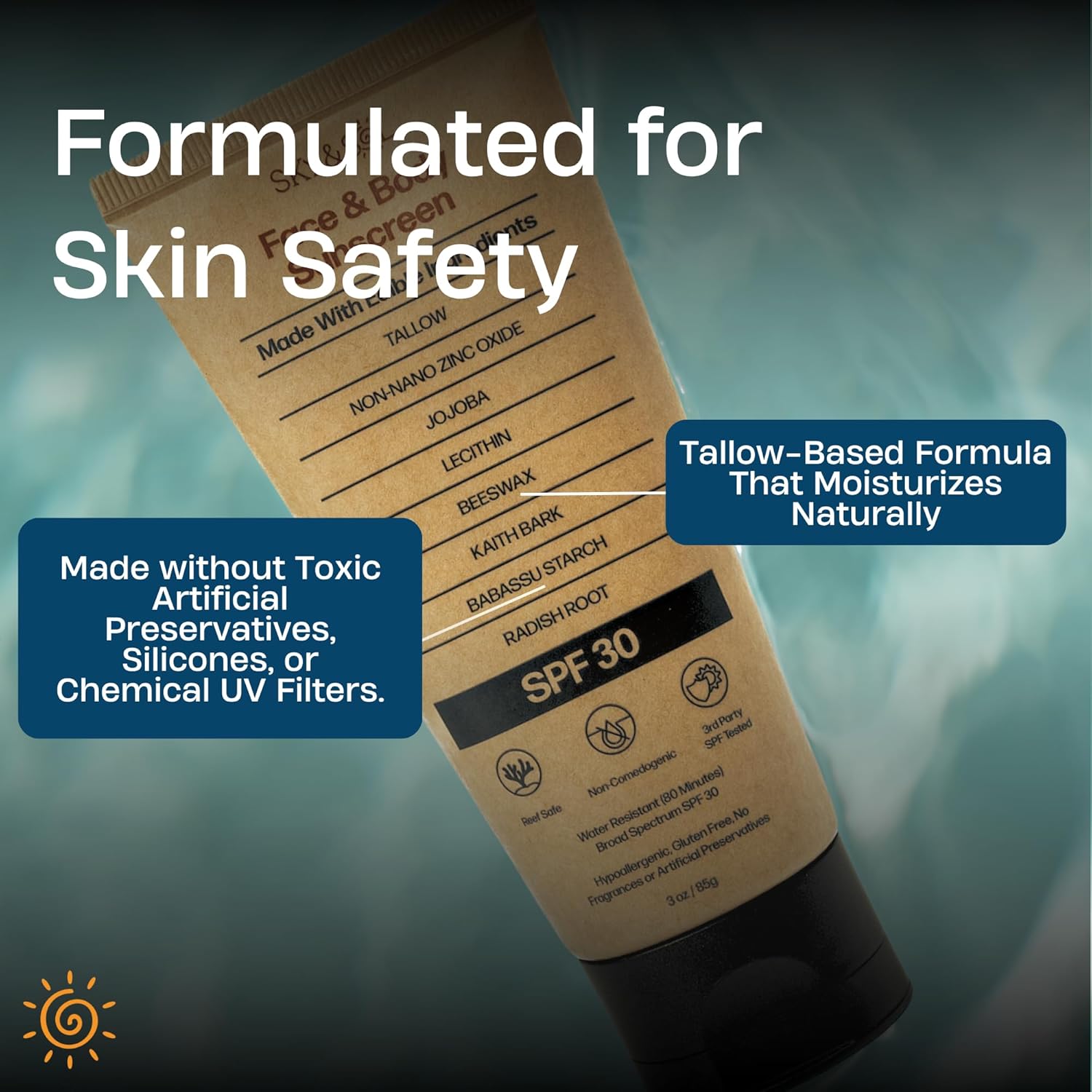 SPF 30 Natural Mineral Sunscreen 3 oz Water Resistant Reef Safe Fragrance-Free Non-Greasy Formula - Image 6