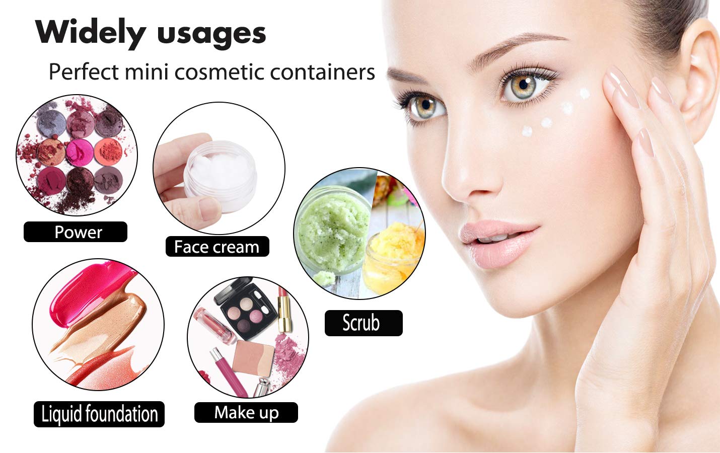 Tiny Cosmetic Containers, 3 Gram 50Pcs Sample Containers with Lids, BPA Free Clear Sample Jars for Makeup, Lotion, Eye Shadow, Powder, and Lip Balm - Image 5