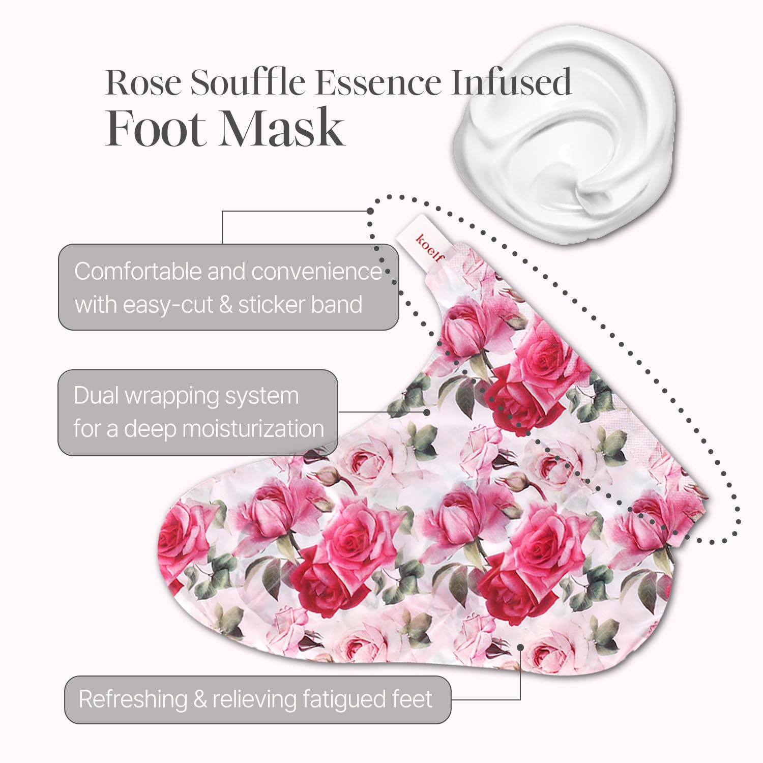 Petitfee Rose Petal Satin Foot Mask 5 Pairs - Hydrating Rose Scented Foot Repair Socks - Image 5