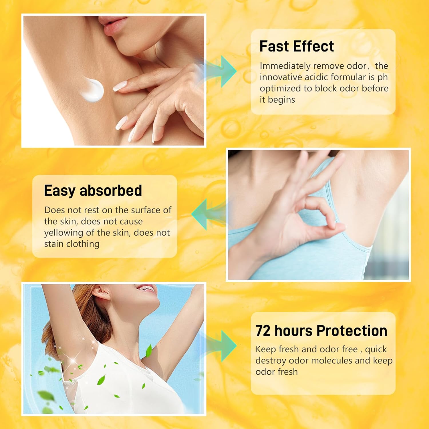 Underarmed Deodorant for Women, Body Deodorant Cream, Unscented Odor Removing Invisible Cream 72 Hour Odor Control for Armpit Private Parts (Clean Tangerine) - Image 2