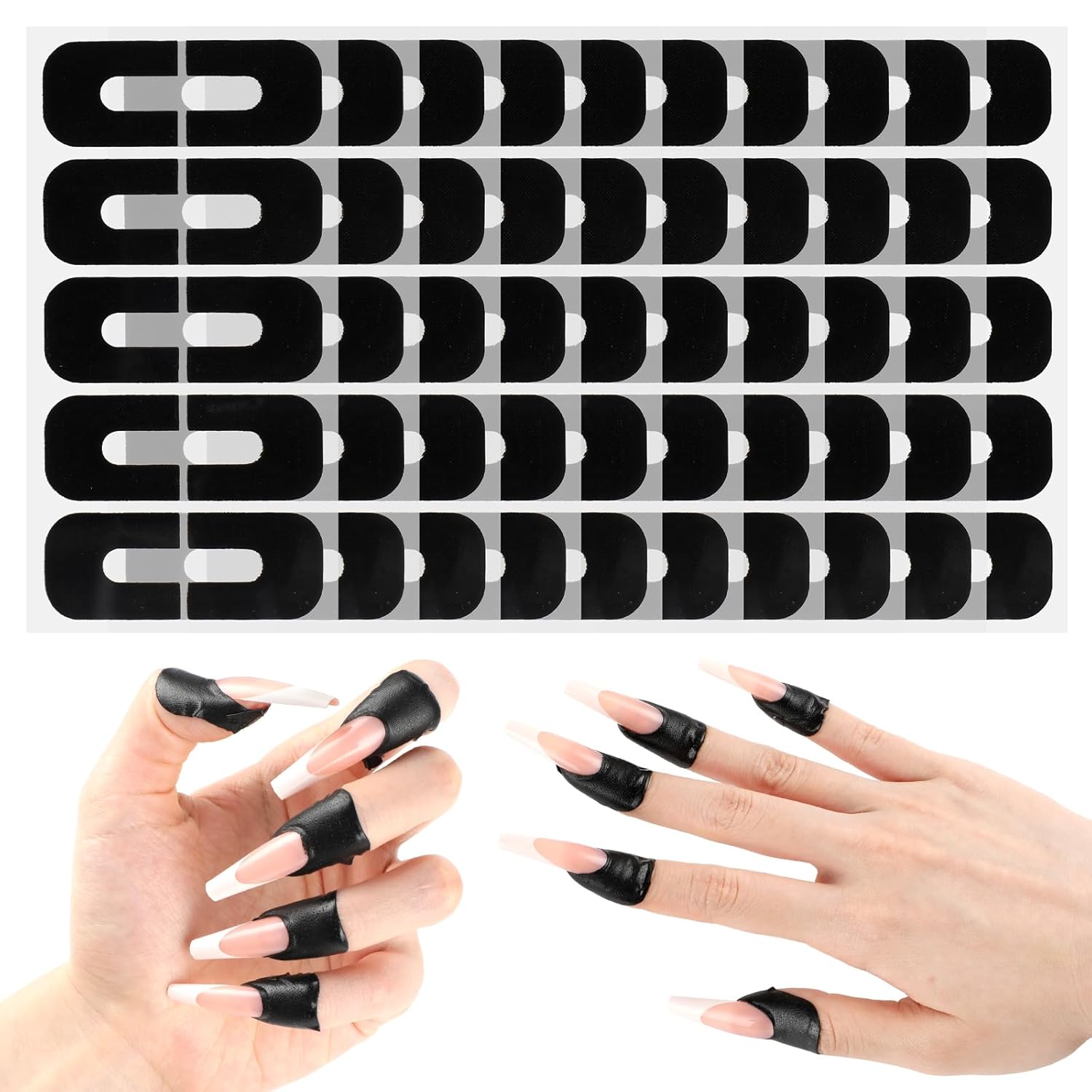 100PCS Nail Polish Protector, Gel Nail Sticker, Peel Off Barrier, UV Finger Protection, Skin Cuticle Protector Tape, U-Shaped French Tip Nail Art Accessories DIY